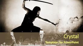  Presentation with female warrior - Colorful presentation theme enhanced with warrior posing with katana sword backdrop and a violet colored foreground