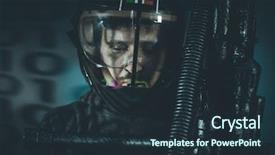  Presentation with laser beam - PPT theme with warrior space man with metal background and a wine colored foreground