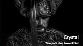  Presentation with warrior - Slide deck with warrior with a huge sword background and a black colored foreground