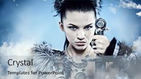  Presentation with warrior woman - Slides featuring  background and a  colored foreground