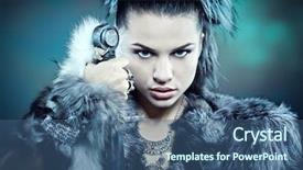  Presentation with warrior woman - Cool new presentation theme with warrior woman fantasy fashion idea backdrop and a ocean colored foreground