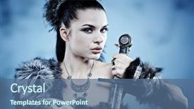  Presentation with warrior woman - PPT theme enhanced with  background and a  colored foreground