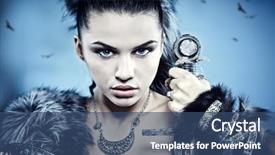  Presentation with warrior woman - Theme consisting of warrior woman fantasy fashion idea background and a ocean colored foreground