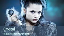  Presentation with warrior woman - Amazing slides having female knight - warrior woman fantasy fashion idea backdrop and a ocean colored foreground