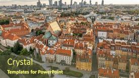  Presentation with old buildings - Presentation with warsaw-old-town-and-modern background and a tawny brown colored foreground