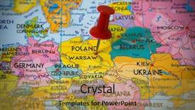  Presentation with poland - Theme with warsaw poland in a map background and a gold colored foreground