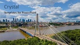  Presentation with skyline - Presentation theme featuring warsaw-skyline-behind-the-bridge background and a light blue colored foreground