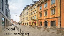  Presentation with architecture old - Theme consisting of warsawa - architecture of the old town background and a coral colored foreground