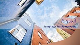  Presentation with odontology colorful 3d view - Audience pleasing slide deck consisting of warsawa - bottom view colorful houses backdrop and a sky blue colored foreground