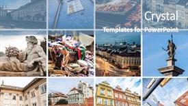  Presentation with poland - Presentation having warsawa - collage of sights and scenes background and a teal colored foreground