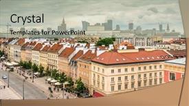  Presentation with poland - Presentation consisting of warsawa - main fashionable street of warsaw background and a soft green colored foreground