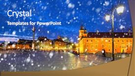  Presentation with cold war - Slide deck consisting of warsawa - old town of warsaw background and a cobalt blue colored foreground