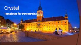  Presentation with night city - Audience pleasing slide set consisting of warsawa - royal castle in warsaw city backdrop and a cobalt blue colored foreground