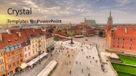 Presentation with royal - Slides with warsawa - royal castle square in warsaw background and a coral colored foreground