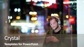  Presentation with urban - Beautiful slide deck featuring warsawa - young man using smartphone backdrop and a tawny brown colored foreground