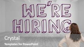  Presentation with hiring - Slides enhanced with wart - businesswoman reading were hiring text background and a gray colored foreground