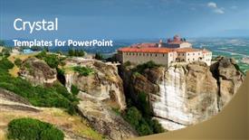  Presentation with believed - PPT theme featuring nazist - holy monastery of st stephen background and a teal colored foreground