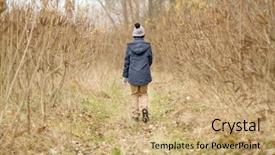  Presentation with sad child - Slide deck enhanced with was lost in the forest background and a coral colored foreground