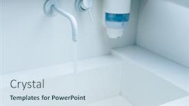  Presentation with water faucet - Colorful PPT layouts enhanced with wash-bowl-with-flowing-water backdrop and a sky blue colored foreground