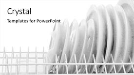  Presentation with foam - Presentation design consisting of wash dishes - plates with foam in rack background and a white colored foreground