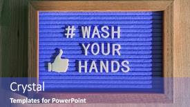 Presentation with hand hygiene - Beautiful slide set featuring wash-your-hands-hashtag-message backdrop and a cobalt blue colored foreground