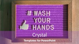  Presentation with hand hygiene - Cool new presentation with wash-your-hands-hashtag-message backdrop and a purple colored foreground