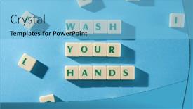  Presentation with wash - Cool new PPT layouts with wash-your-hands-word backdrop and a light blue colored foreground