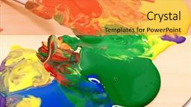  Presentation with artist - Slides featuring washable - artist's palette with multiple colors background and a gold colored foreground