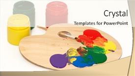  Presentation with artistic artist art brush - Presentation theme with washable - artist's palette with multiple colors background and a cream colored foreground