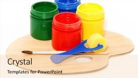  Presentation with artist - PPT theme enhanced with washable - artist's palette with multiple colours background and a lemonade colored foreground