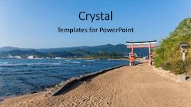  Presentation with sunshine - Audience pleasing slide deck consisting of undulation - aoshima island and japanese torii backdrop and a light blue colored foreground