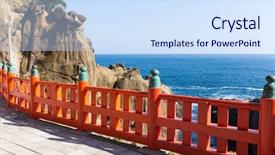  Presentation with arakura sengen shrine - Beautiful slides featuring aoshima shrine and coastline backdrop and a sky blue colored foreground