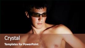  Presentation with greeiting show man - Theme featuring well defined - muscular man shot in studio background and a  colored foreground