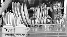  Presentation with utensils - Cool new theme with washer - open dishwasher with clean utensils backdrop and a light gray colored foreground