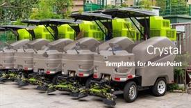  Presentation with machine - PPT theme having washer-machine-for-cleaning-city background and a gray colored foreground