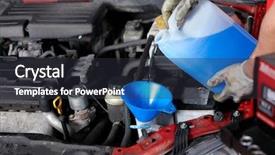  Presentation with mechanic shop - PPT theme having washer mechanic working in auto background and a dark gray colored foreground