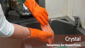  Presentation with salmon fish - Cool new slide set with washing and cleaning salmon fish backdrop and a  colored foreground