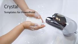  Presentation with liquid soap hand wash - Amazing theme having washing child hands with soap backdrop and a  colored foreground