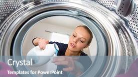  Presentation with laundry - Audience pleasing theme consisting of washing clothes - housework young woman doing laundry backdrop and a seafoam green colored foreground