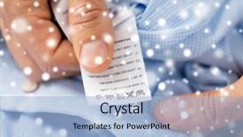  Presentation with hands holding - Theme with washing clothes housework and people background and a light blue colored foreground