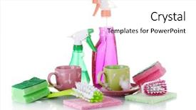  Presentation with cleaning - Slide set enhanced with washing dishes cleaning products isolated background and a white colored foreground