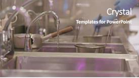  Presentation with restaurant - Beautiful PPT theme featuring washing dishes in restaurant backdrop and a gray colored foreground