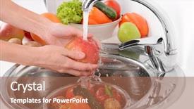  Presentation with vegetables - Cool new presentation design with washing fruits and vegetables close backdrop and a coral colored foreground