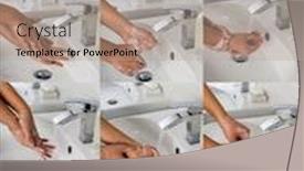  Presentation with medical - Beautiful slide deck featuring washing-hands-by-schoolgirl-using backdrop and a mint green colored foreground