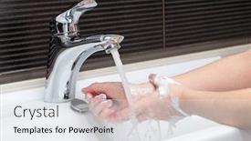  Presentation with corona - Cool new slide deck with washing-hands-for-corona-virus backdrop and a sky blue colored foreground