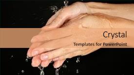  Presentation with hand washing - Presentation design having washing hands on black background background and a coral colored foreground