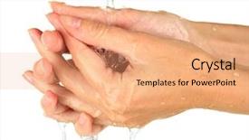  Presentation with hand washing - Presentation theme having washing hands on white background background and a coral colored foreground