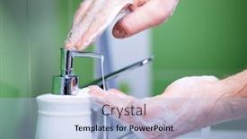  Presentation with coronavirus - Cool new theme with washing-hands-rubbing-with-soap backdrop and a light blue colored foreground