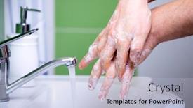  Presentation with coronavirus - Colorful PPT layouts enhanced with washing-hands-rubbing-with-soap backdrop and a light blue colored foreground