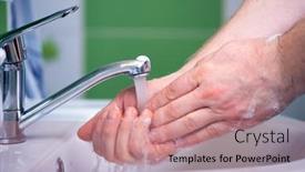  Presentation with coronavirus - Slides having washing-hands-rubbing-with-soap background and a coral colored foreground